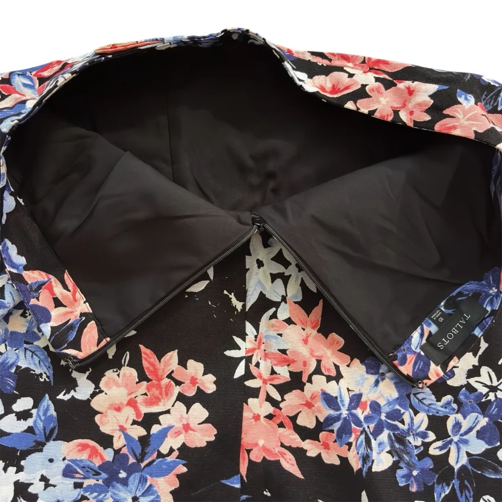 Talbots Floral Pencil Skirt Navy Pink White Blue Size 10 - Picture 10 of 12